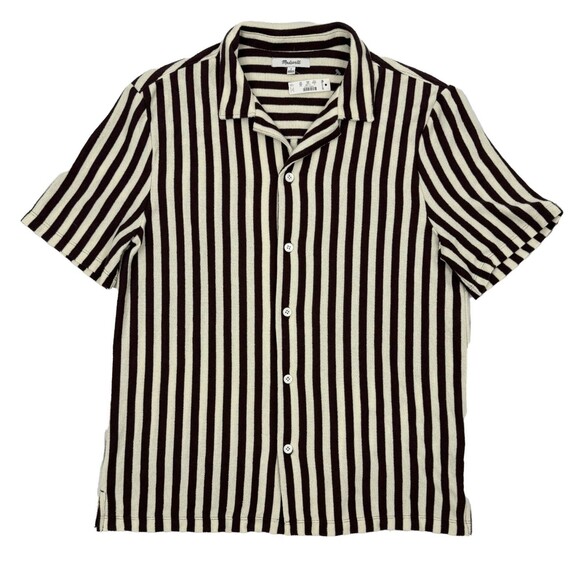 Madewell Other - MADEWELL Men’s The Textured Knit Camp-Collar Shirt S Dusty Plum Stripe B45